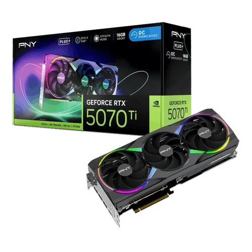 PNY GeForce RTX 5070 Ti EPIC-X RGB Overclocked Triple Fan Plus 750 Watts 16GB GDDR7 Graphics Card
